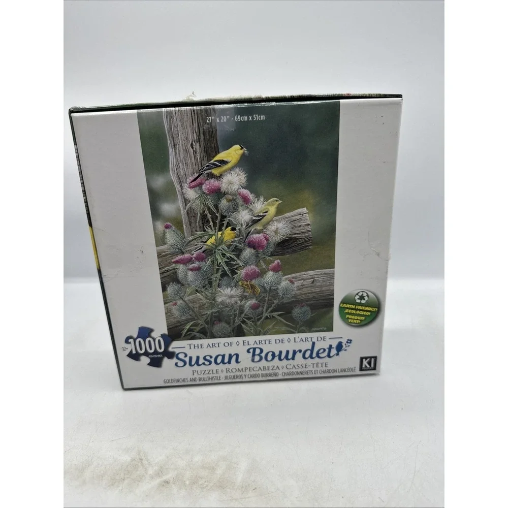 Susan‎ Bourdet Goldfinches & Bullthistle 1000 Pc Puzzle Used KI Brand W/ Poster